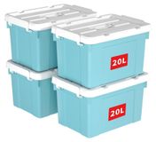 Set van 4 stapelbare opbergboxen met deksel, inhoud 20 liter