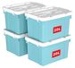 Set van 4 stapelbare opbergboxen met deksel, inhoud 20 liter