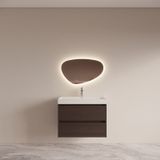 Boss & Wessing BWS Badmeubelset Riga met Lako Wastafel Wit 80 cm Bruin Eiken