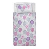 PENSIERI DELICATI Eenpersoons beddengoedset 100% katoen, compleet met dekbedovertrek 155 x 200 cm en 1 kussensloop 52 x 82 cm, gemaakt in Italië, machinewasbaar op 40 °C, motief: roze ballonnen