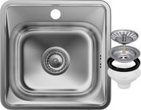 Granitan Spoelbakken RVS Turi38 - Roestvrijstalen - Spoelbak keuken met Sifon - 38x38cm