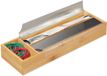 Merkloos Relaxdays Rollenhouder voor lade, bamboe & rvs, lichtbruin/zilver