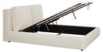 [Brand] Lit deux personnes avec rangement - 180 x 200 cm - Mécanisme de levage hydraulique - Sommier à lattes - Revêtement velours - Tête de lit - Beige
