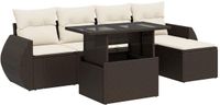 vidaXL 6-delige Loungeset met kussens, poly rattan, bruin