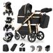 StarTech Kinderwagen 3-in-1 - Combinewagen met verstelbare rugleuning - Geschikt voor baby's tot 2 jaar - Tot 20 kg - Opvouwbare kinderwagen met autostoeltje - Zwart, goud