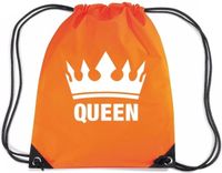 Bellatio Decorations Oranje nylon rijgkoord rugzak/ sporttas Queen
