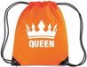 Bellatio Decorations Oranje nylon rijgkoord rugzak/ sporttas Queen