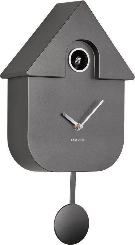 Karlsson Koekoeksklok Modern Cuckoo Metallic - Grijs - 21.5x8.5x41cm - Wandklok