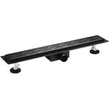 BES LED Douchegoot met Rooster - Leoni Trun - 80cm - Vloerflens - RVS - Zwart