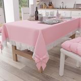 PETTI Artigiani Italiani - Tafelkleed, rechthoekig keukentafelkleed met franjes en strikken, effen katoen tafelkleed, X12 plaatsen (140 x 240 cm) roze