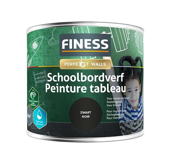 Finess Schoolbordverf Acryl 1428 - Zwart - 500ml