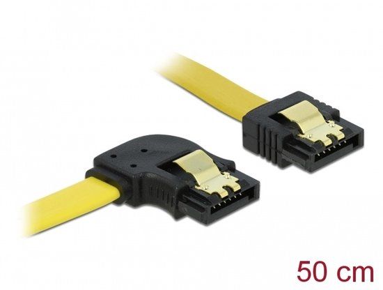 Delock Kabel SATA 50cm links/gerade Metall gelb