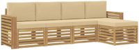 vidaXL Buiten bankenset 5 st Wit en Beige Polyester