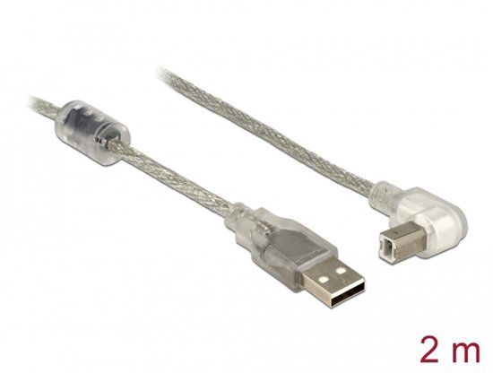 Delock Cable USB 2.0 Type-A male > USB 2.0 Type-B male angled 2.0 m transparent