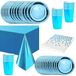 Ensemble de 65 pièces en métal bleu - Vaisselle jetable pour enfants