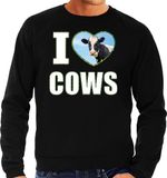 Bellatio Decorations I love cows trui met dieren foto van een koe zwart voor heren - cadeau sweater koeien liefhebber S