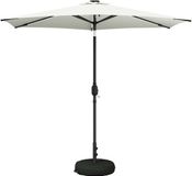 vidaXL Tuinparasol met LED-verlichting en voet 269 x 269 cm Crèmekleurig Polyester