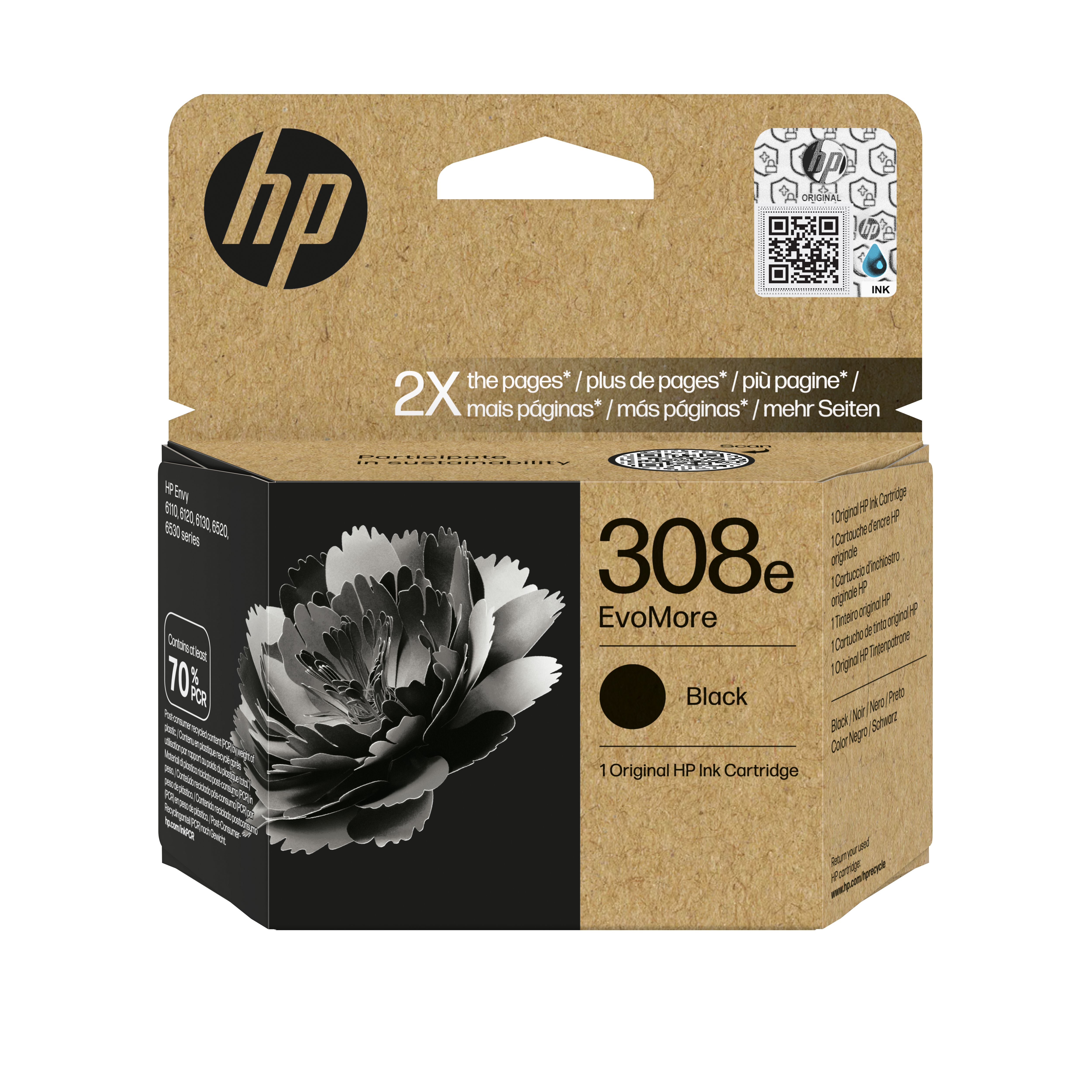HP 308e EvoMore Zwarte Inktcartridge - Origineel