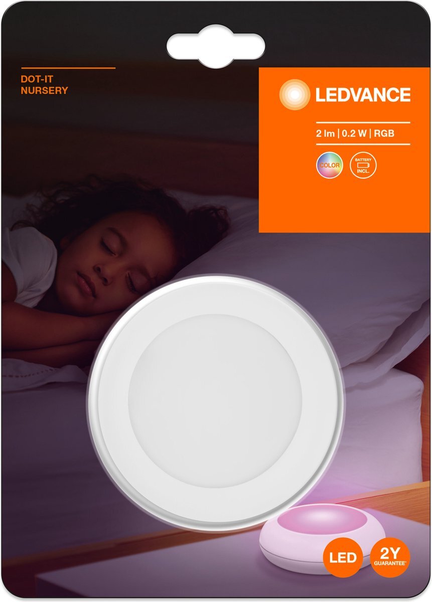 Ledvance Batterij-aangedreven armatuur LED: voor muur/kastonderzijden, DOT-IT NURSERY / 0,20 W, 4.5 V, stralingshoek: 110, RGB, body materiaal: plastic, IP20