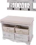 MCW Armoire avec commode banc avec 2 paniers 42x62x33cm, aspect shabby, vintage ~ blanc