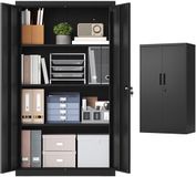 80 SONGMICS Afsluitbare archiefkast met 3 verstelbare planken - 80 x 40 x 140 cm - Matzwart