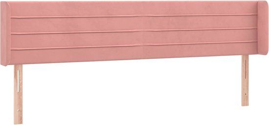 vidaXL Hoofdbord met randen fluweel roze 163x16x78/88 cm
