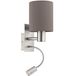 EGLO PASTERI E27 Wandlamp Antraciet, Bruin, Nikkel Stof/Weefsel, Staal