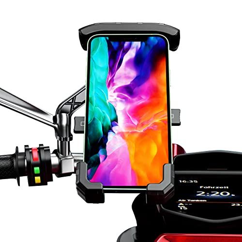 Sovica Mobiele telefoonhouder voor motorfiets - Achteruitkijkspiegel - Roestvrij staal - 7,5 inch