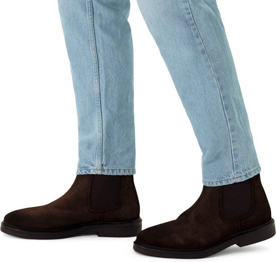 Manfield - Heren - Bruine suède chelsea boots - Maat 40