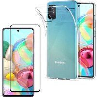 Phonillico® Case voor Samsung Galaxy A71 + Gehard Glas Zwarte Rand