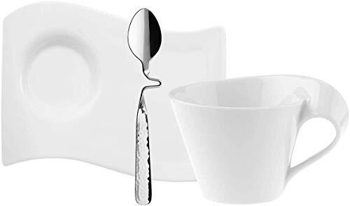 Villeroy & Boch Newwave Caffè Cappuccino Set / Service In Modern Design Van Wit Premium Porselein / Vaatwasmachinebestendig / 1 X Set