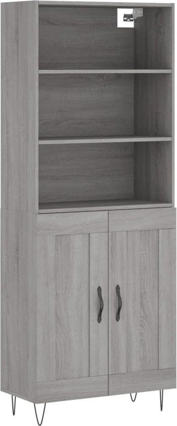 vidaXL Hoge kast 69,5x34x180 cm bewerkt hout grijs sonoma eikenkleurig