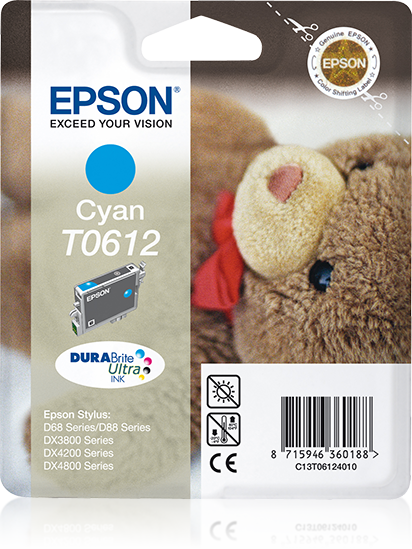 Epson Teddybear inktpatroon Cyan T0612 DURABrite Ultra Ink single pack / cyaan