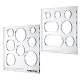 POWERTEC 71622 12"x10" Set van 2 Cirkel/Doorvoertule-sjablonen - Transparante Acryl Decoratieve Houtbewerkingssjablonen