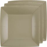 Santex Feest gebaksbordjes - taupe - 20x - karton - 18 cm - vierkant