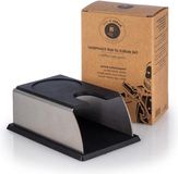 Buddy's Bar Barista Editie - station de tassage pour porte-filtre à expresso - acier inoxydable mat - argent noir