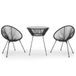 vidaXL 3-delige tuinset - zwart - metalen frame - ronde tafel