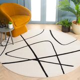 Safavieh Melody Collection Geometrisch tapijt voor woonkamer, eetkamer, slaapkamer - korte pool, ivoor en zwart, 88 x 144 cm