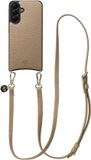 AVY Leren Hoesje Geschikt voor Samsung Galaxy A56 | Compatibel met MagSafe | Leather Case met Telefoonkoord | Crossbody | Beige | Long Leather