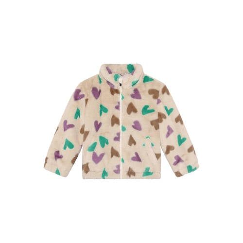 Daily7 Faux Fur Jas Met Hartjes - Beige