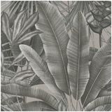 Profhome Natuur behang 396473-GU vliesbehang hardvinyl warmdruk in reliëf licht gestructureerd in jungle stijl mat grijs beige zwart 5,33 m²/h