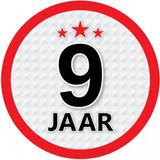 Bellatio Decorations 9 jaar leeftijd sticker - rond - Dia 15 cm