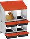 Kippenlegnest - Rolnest, legbak - 2 niveaus - 4 compartimenten - Inox - Uitneembaar eierrekje - Rood