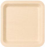 Humbert Taartbordjes - gebaksbordjes - van geperst hout karton - 10x - beige - vierkant - Dia 14 cm