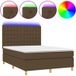 Maison Exclusive - Boxspringbed met matras en LED-verlichting, donkerbruin, 140x200 cm, gestoffeerd
