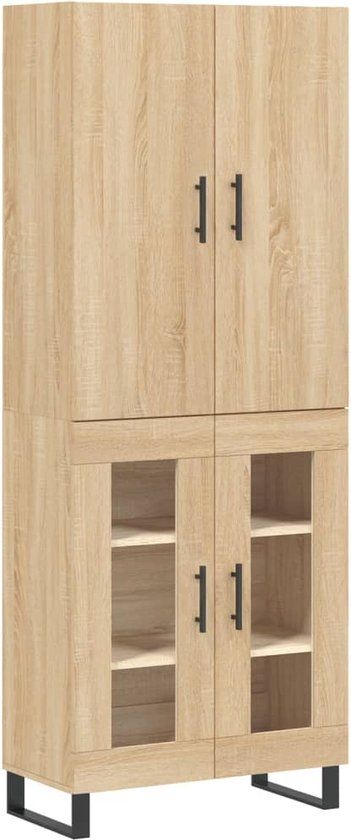 vidaXL Hoge kast 69,5x34x180 cm bewerkt hout sonoma eikenkleurig