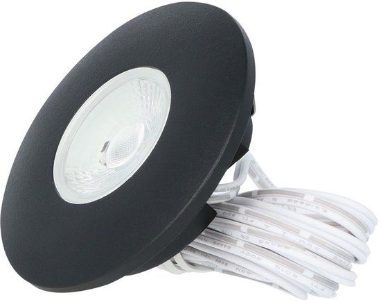 HOFTRONIC Pavo - Platte Inbouwspots - Zwart - 3 Watt - 2700K - 300 Lumen - IP44
