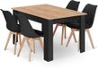 LEOBERT Eethoek - Eettafelset - NP 120x80 Craft met Zwarte Poten + 4 Stoelen MARK Zwart met Beukenhouten Poten, Modern Design, Geschikt voor Keuken, Eetkamer en Woonkamer