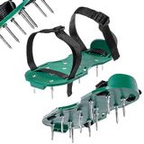 KADAX Gazonventilatorschoenen, nagelschoenen met spijkers van 13 cm, verticuteermachine van hoogwaardige materialen, gazonbeluchter, aerificeer voor tuinschoenen (groen)