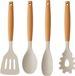 Cookinglife Spatelset - Bakspaan, opscheplepel, saladelepel & spaghettilepel - Houten handvatten - Hout beige 4-delig